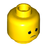 Minifig Head Emmet, Smile / Sad Print Gelb