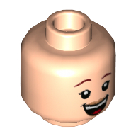 Minifig Head Jessie, Female Dark Red Eyebrows, Open Smile Mouth, Teeth Light Nougat