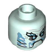 Minifig Head General Vex, Light Blue Eyes, Thick White/Blue Eyebrows, Frostbite Light Aqua