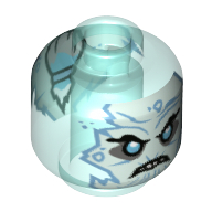 Minifig Head White Face, Medium Azure Eyes, Angry, Teeth Transparent-Hellblau