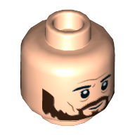 Minifig Head Sirius Black, Reddish Brown Beard Light Nougat