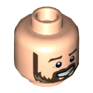 Minifig Head Sinjin Prescott, Dark Brown Beard/Mustache, Smile, Open Mouth Teeth Hellnougat