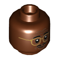 Minifig Head Ray Arnold, Closed Mouth / Open Mouth, Teeth, Scared Reddish Brown