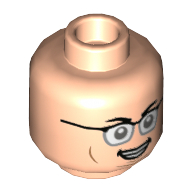 Minifig Head Dennis Nedry, Smile / Blue Poison Splash Print Hellnougat