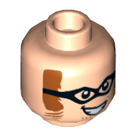 Minifig Head Riddler, Brown Sideburns, Black Eye Mask, Mean Smile, Open Mouth, Teeth Print Hellnougat