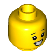 Minifig Head Child, Smile, Open Mouth Teeth / Closed Eyes print Yellow