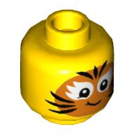 Minifig Head Child, Face Paint Tiger Print Yellow