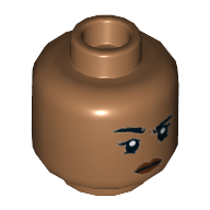 Minifig Head MJ / Amber Grant, Peach Lips, Raised Black Eyebrow / Slight Smile Mittelnougat