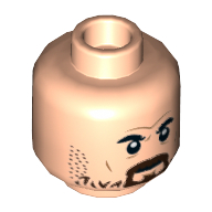 Minifig Head Chief Jim Hopper / Red Guardian, Thick Eyebrows, Reddish Brown Mustache, Beard, Stubble Light Nougat