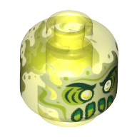 Minifig Head Ghost, Slime, Yellow Eyes, Print Trans-Neon Green