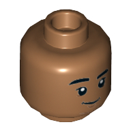 Minifig Head Ned Leeds, Smirk Medium Nougat