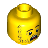 Minifig Head Jonas Jr, Stubble Beard, Open Mouth Scared, Teeth Yellow