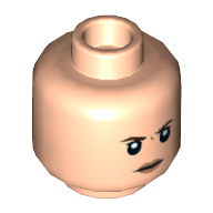 Minifig Head Eleven, Dark Brown Eyebrows, Peach Lips, Angry Print Hellnougat
