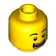Minifig Head, Eyebrows, Wide Open Smile with Teeth and Tongue / Blushing with Teeth Print Gelb
