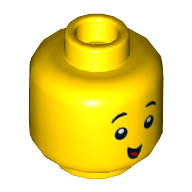 Minifig Head, Eyebrows, Small Open Smile / Small Closed Smile Print Gelb