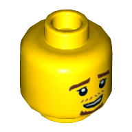 Minifig Head, Reddish Brown Eyebrows, Mustache Stubble and Goatee Print Gelb