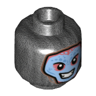 Minifig Head, Balaclava with Blue Face, Smile with Teeth Print Perltitan