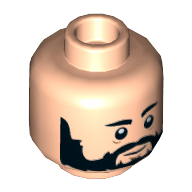 Minifig Head Temmin 'Snap' Wexley, Beard Black Full, Eyebrows, White Pupils, Medium Nougat Lines Under Eyes and Chin Print Hellnougat