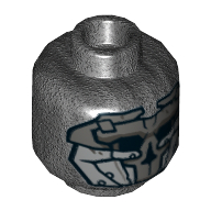Minifig Head Knight of Ren, Mask with Dark Bluish Gray and Silver Skull Print Perltitan
