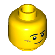 Minifig Head Jack Davids, Eyebrows, Scar on Cheek, Smile / Scared Print Gelb