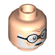 Minifig Head Ernie Prang, Glasses, White Eyebrows and Beard Print Hellnougat