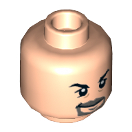 Minifig Head Vic Hoskins, Light Bluish Gray Beard, Moustache, Black Eyebrows, Smirk / Angry with Clenched Teeth Print Hellnougat