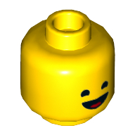Minifig Head Benny, Open Mouth Smile, Tongue Yellow