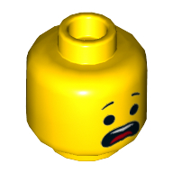 Minifig Head Emmet, Scared, Open Mouth Gelb