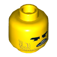 Minifig Head Angry, Crooked Grin, Teeth Yellow