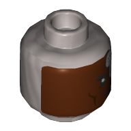 Minifig Head Cyborg, Half Face, Half Metal Plates with Red Eye Print Flat Silver
