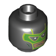 Minifig Head Green Lantern, Green Face Mask, with Nougat Mouth Hole Print Schwarz