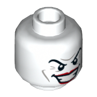 Minifig Head Joker, Eyebrows, Red Lips, Wide Smile Showing Teeth Weiß
