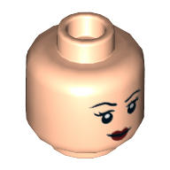Minifig Head Wonder Woman, Eyebrows, Eyelashes, Red Lips, Annoyed / Slight Smile Print Light Nougat
