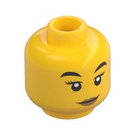 Minifig Head Daisy Kaboom / Cece, Eyebrows, Peach Lips and Closed Mouth Smirk / Black Mask Print Gelb