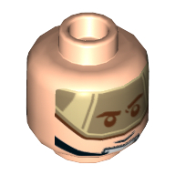 Minifig Head Rebel Pilot, Chin Strap, Dark Tan Visor / Open Mouth Grin Print Light Nougat