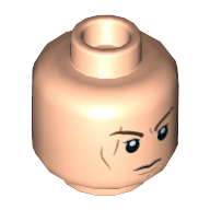 Minifig Head Anakin Skywalker, Dark Brown Eyebrows, Scar, Determined / Yellow Eyes, Angry Print Hellnougat