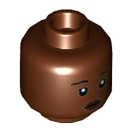 Minifig Head Jannah / Vi Moradi / Kayla Watts, Thin Eyebrows, Dark Brown Lips Print Reddish Brown