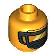Minifig Head AIM Agent, Pearl Titanium Mask with Orange Visor Print Bright Light Orange