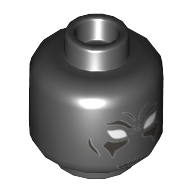 Minifig Head Black Panther, White Eyes, Silver Lines Print Black
