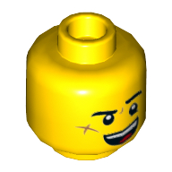 Minifig Head Jack Davids, Eyebrows, Scar on Cheek, Smile / Scared Print Yellow