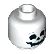 Minifig Head Douglas Elton / El Fuego, Skeleton, Smiling Face Print White