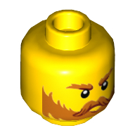 Minifig Head Viking, Orange Eyebrows, Moustache, and Beard Print Gelb
