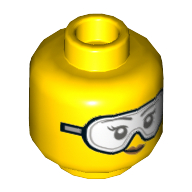 Minifig Head Space Fan, Smile / Safety Goggles Print Yellow