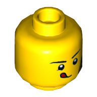 Minifig Head Drone Guy, Band Aid and Tongue Sticking Out Print Gelb