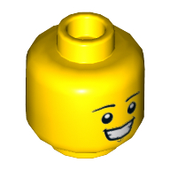 Minifig Head Green Brick Suit Guy, Big Smile with Clenched Teeth Gelb