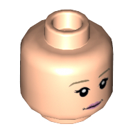 Minifig Head Luna Lovegood, Dark Tan Eyebrows, Pink Lips, Slight Smile / Surprised with Round Mouth Print Hellnougat