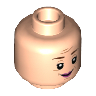Minifig Head Dolores Umbridge, Brown Eyebrows, Magenta Lips Print Light Nougat