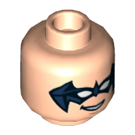 Minifig Head Nightwing, Dark Blue Eyemask, White Eye Slits, Smile / Clenched Teeth Print Hellnougat