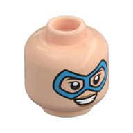 Minifig Head Batgirl, Dark Azure Eyemask, Neutral / Smile Print Light Nougat