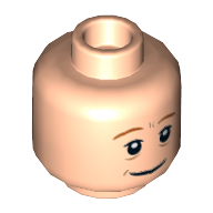 Minifig Head Arthur Weasley, Dark Orange Eyebrows, Cheek Lines, Smile / Frown Print Light Nougat